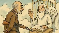 Dowcip: Twórca kałasznikowa idzie do nieba